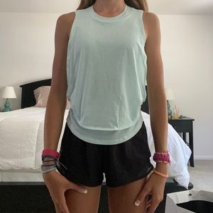 blue and yellow sports fit tank tops